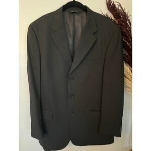 Jos A Bank size 43L 100% wool 3 button black suit jacket sport coat blazer EUC